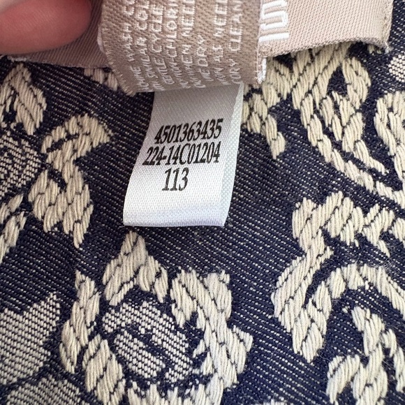 Chico’s Jacquard Paisley Marcissa Denim Jacket SZ L Smart Casual Career Stretch - Picture 9 of 15